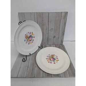 Set of 2 Regal Charm Dinner Plates Cream Floral Sebring OH Union Made 9 3/8"